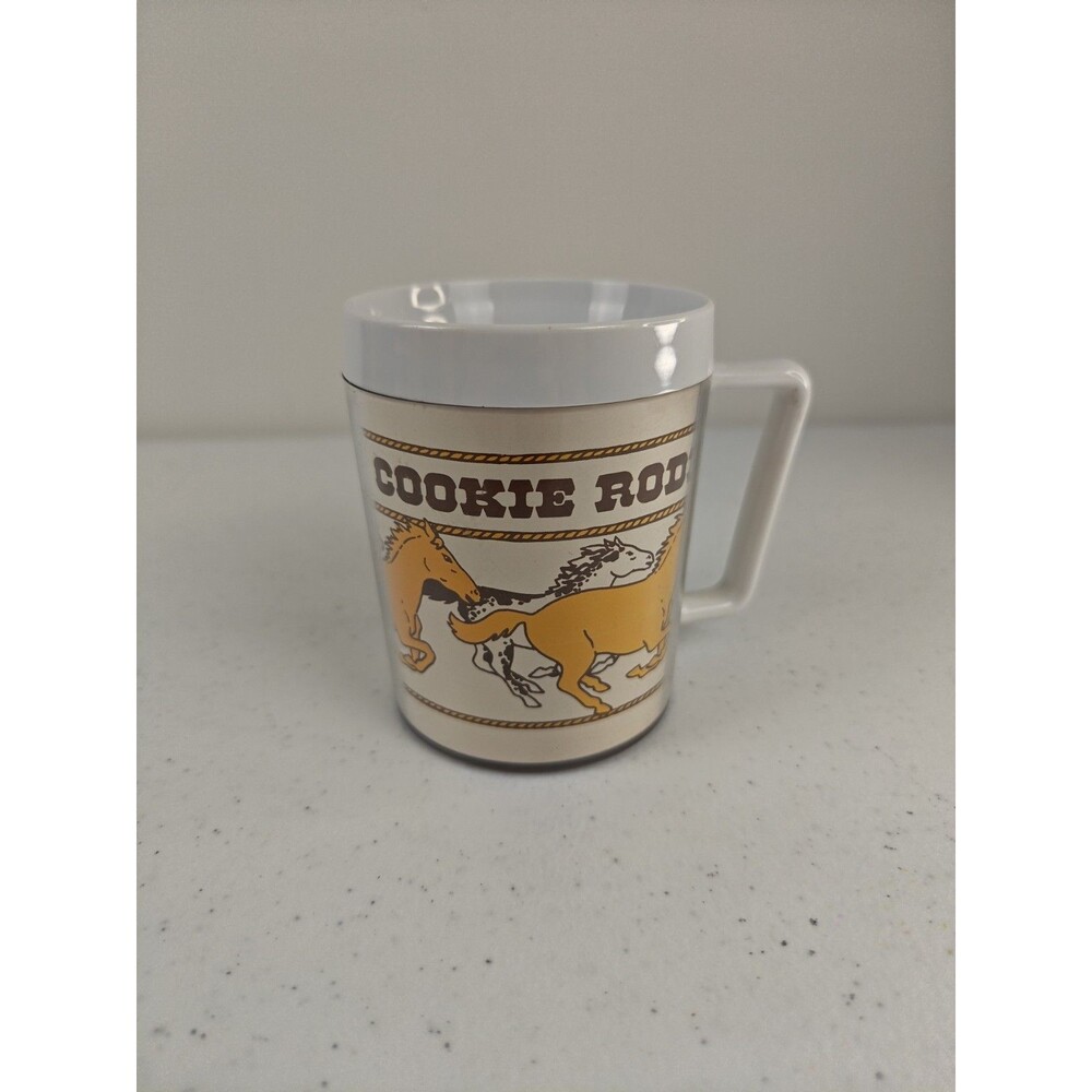 Rare 1982 Girl Scout Cookie Rodeo Insulated Mug Cup Western Horses Ranch Farm